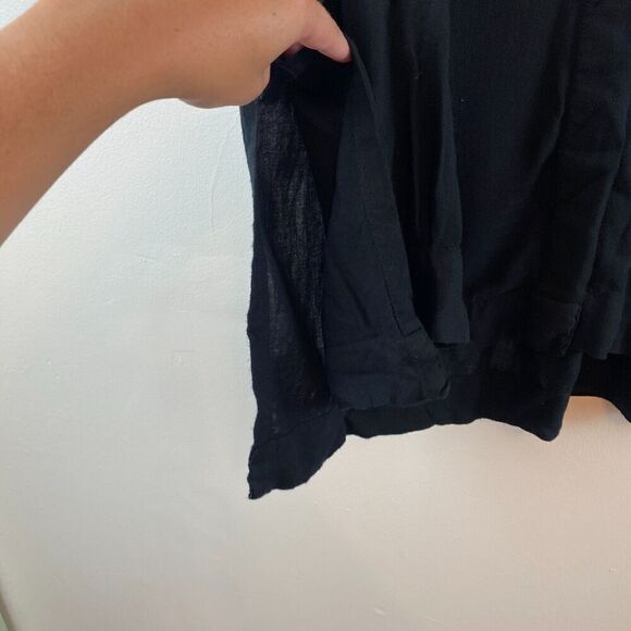 BDG Button Up Womens Medium Slouchy Oversized Button Shirt Black Lagenlook Rayon - Picture 6 of 13